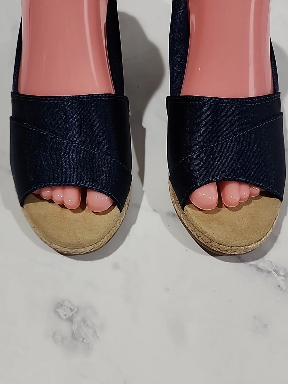 Easy Street Dark Blue Elegant Wedge Sandals